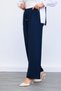 Women's Elastic Waist Casual Loose Fit Navy Blue Trousers - 5