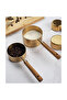 (4 Pack) (Gold Metal) Measuring Spoon Set (Authentic Wooden Handle)