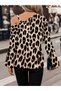Women's Leopard Print Buckled One Shoulder Open Modal Blouse - 5
