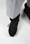 (Solon) Women's Genuine Leather Fur Lined Lace-Up Black Boots - 8