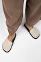 Ateshi Women's Leather Genuine Leather Flat Sabo Beige Slippers - 7