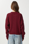 Teddy Bear Embroidered Hair Braided Knitwear Sweater Lnx0005 Bordo - 5