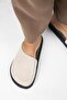 Ateshi Women's Leather Genuine Leather Flat Sabo Beige Slippers - 8