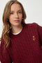Teddy Bear Embroidered Hair Braided Knitwear Sweater Lnx0005 Bordo - 4