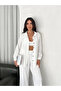 Collared Buttoned Long Sleeve Shirt Pants Double Set - White - 3