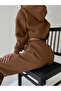 Daily 3 Thread Comfortable Heart Printed Winter Thick Bottom Top Hooded Sweatshirt Set - 2
