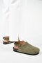 Antonella Women's Leather Genuine Leather Back-Strap Clog Khaki Sandals - 6