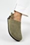 Antonella Women's Leather Genuine Leather Back-Strap Clog Khaki Sandals - 4
