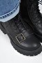 (Mihri) Women's Genuine Leather Laced Inside-Zip Top-Buckled Black Boot - 4
