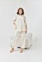 Women's Floral Print Embroidered Linen Loose-Fit Shirt and Trousers - 2