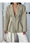 Pile Detail Buttoned Blazer Jacket - 6