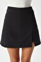 Women's Luke Tok Textured Side Slit Black Shorts Skirt - 5