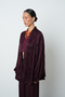 Women's Burgundy Floral Patterned Oversize Hijab Kimono - 2