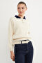 Basic Polo Neck Half Button Knit Sweater - 4