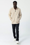 Men's Stand Collar Zippered Double Pocket Sweatshirt Beige - 25K 6083 - 4