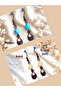 Turquoise & Calcite Natural Stone Bohemian Drop Dangle, Women's 2-Piece Earring Set, Turquoise - Yellow