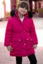 Pink Padded Coat with Pockets, Fur Inside, Detachable Hood for Girls 21483 - 2