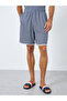 Men Navy Blue Checked Print Knit Shirt and Shorts Set - 5