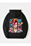 David Bowie Printed Cotton Long Sleeve Ribbed 3-Ply Hooded Rock Sweatshirt