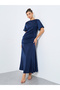 Satin Gathered Detail A-Line Maxi Dress - 2