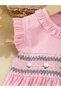 Girls Pink Smocked Detail Embroidered Dress - 3
