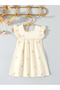 Girls Cream Cotton Embroidered Lace Trim Dress