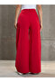 Women Red Wrap Pleated Wide Leg Pants - 5