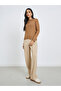 Women Brown Ribbed Knit Polo Top - 2