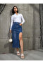 Blue Denim Bodycon Midi Skirt - 8