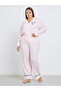 Plus Bow Print Pocket Striped Shirt and Pyjama Set - 4