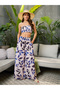 White Leaf Print Tube Top and Pants Co-Ords - 8