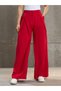 Women Red Wrap Pleated Wide Leg Pants