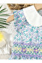 Girls Blue Peter Pan Collar Smocked Dress - 4