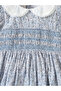 Girls Blue Cotton Floral Peter Pan Collar Dress - 4