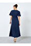 Satin Gathered Detail A-Line Maxi Dress - 5