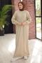 Crew Neck Balloon Sleeve Knitwear Dress Cream Hm2518 - 5