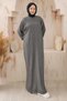 Crew Neck Balloon Sleeve Knitwear Dress Anthracite Hm2518 - 5