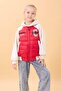 Girl's Plush-Lined Hooded Quilted College Jacket – Red - 3