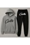 Hooded Crtz Printed Oversize Women'S/Men's Unisex Winter 3 Thread Tracksuit Set