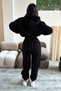 Etch Tracksuit Set Sweatshirt Jogger - Black Printed Oversize Hooded Sweatshirt - 2