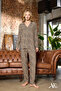 Women's Pajama Set Leopard Print Buttoned Long Sleeve Pocket Detailed Suede - 3