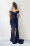 Glittery Straps Off-Shoulder Stone Detailed Slit Evening Dress Black, Purple, Navy Blue, Gold, Burgundy - 6