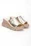 Women's Skin Genuine Leather Wedge Heeled Slippers 6307 Dore Gray - 4