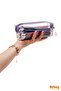 Dark Purple Zippered Quality Pvc Transparent Pen Holder Makeup Bag Pencil Case