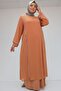 42001 Plus Size Sandy Stone Detailed Dress - Salmon - 5