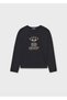 Girls' Letter Long Sleeve T-Shirt Black 7021 - 4
