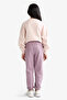 F0389 Burgundy Girls' Jogger Sweatpants with Elastic Waist - 7