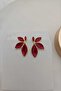 Burgundy Shiny Pearlescent Iconic Gold Leaf Women's Earrings (4.5 cm) - 5