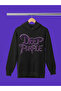 Deep Purple Printed Cotton Long Sleeve Ribbed 3-Ply Hooded Rock Sweatshirt
