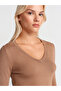 10427 V-Neck Sleeve Slit Sweater-Dark Mink - 3